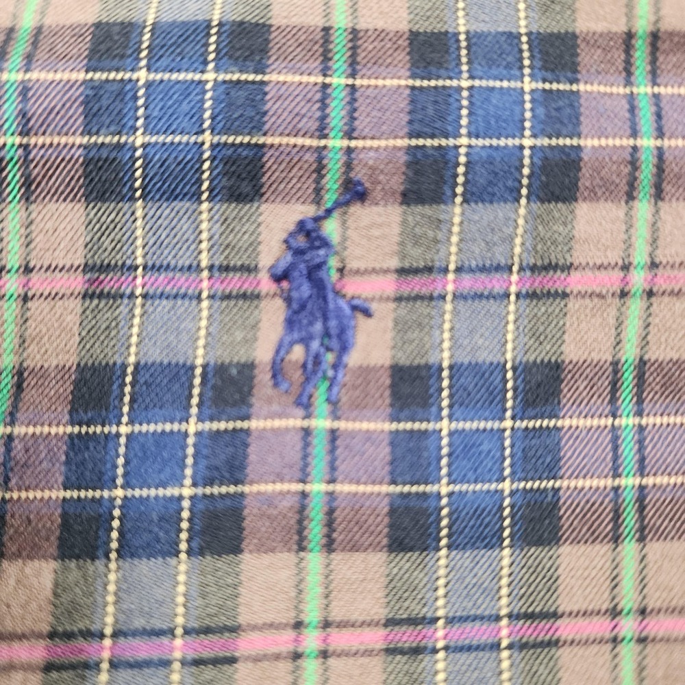 VINTAGE Ralph Lauren Shirt Mens Large Tartan Plaid Long Sleeve Classic Fit 90s - Picture 5 of 10
